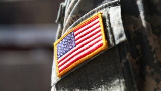 American flag patch on military uniform